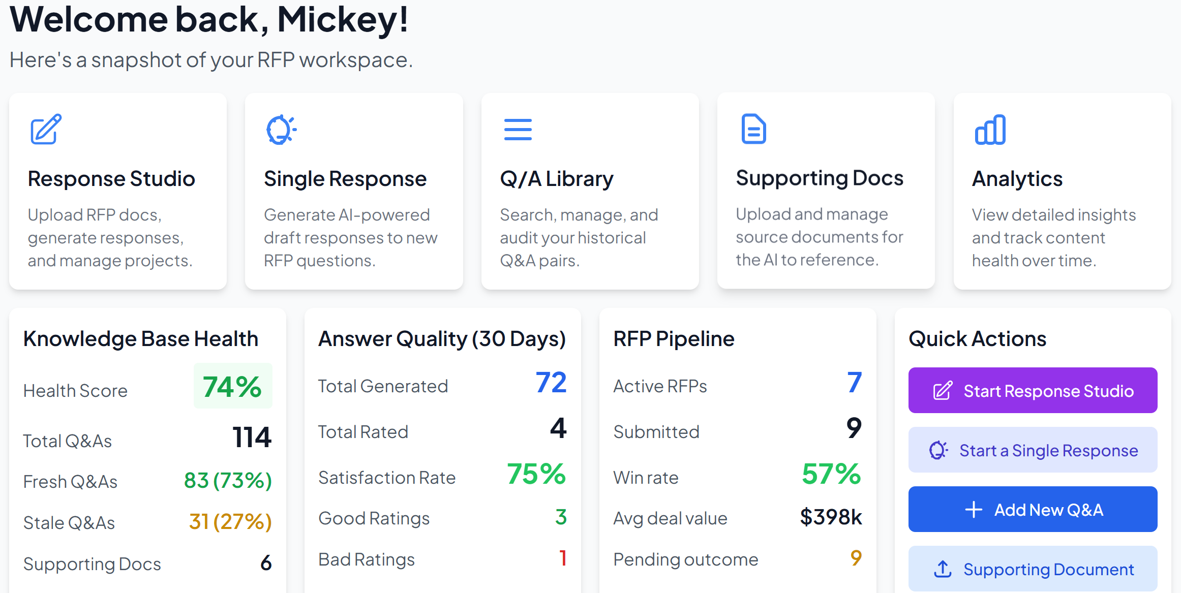 RFP Response Studio Dashboard